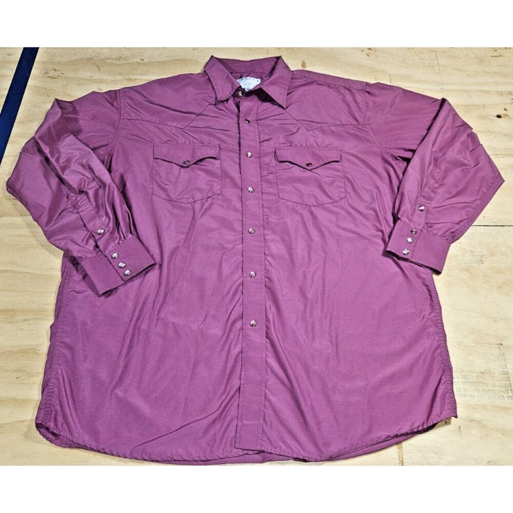 Vtg Crazy Cowboy Western Shirt 3XL mens Pearl Snap purple long sleeve xxxl
